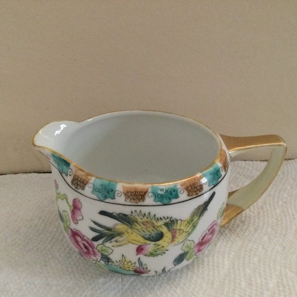 Vintage Handpainted Nippon small milk jar bird and flower design - Picture 1 of 5